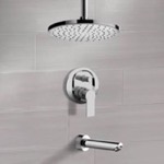 Remer TSF54 Chrome Tub and Shower Faucet Set With Rain Ceiling Shower Head